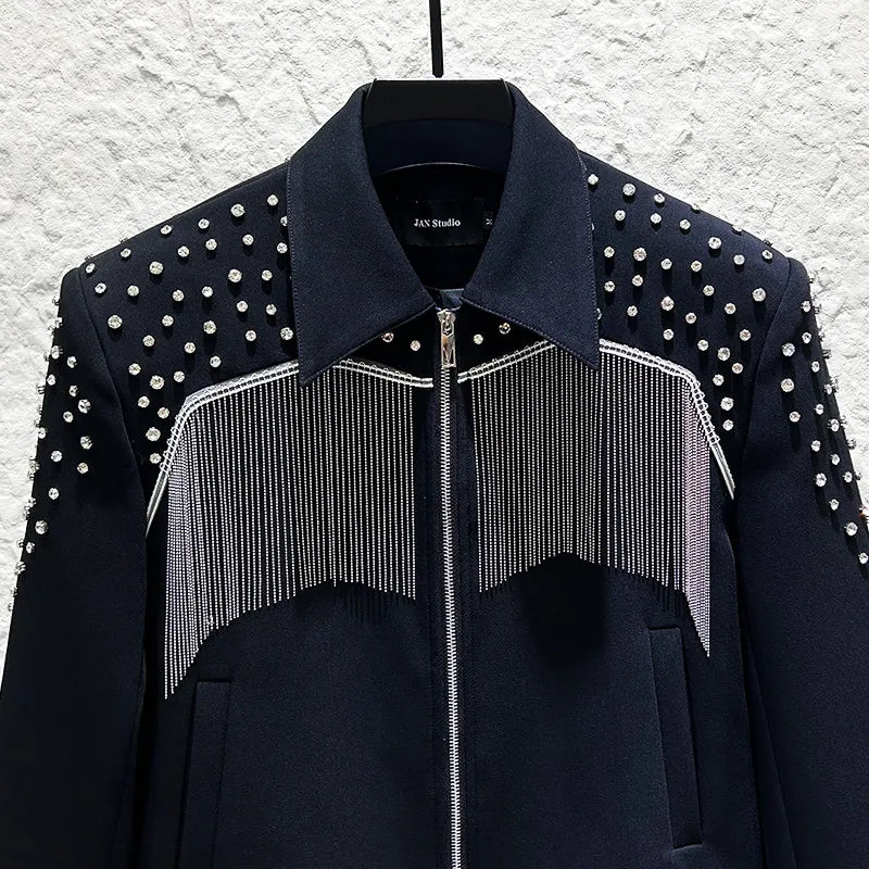 Punk Rock Rhinestone Tassel Jacket