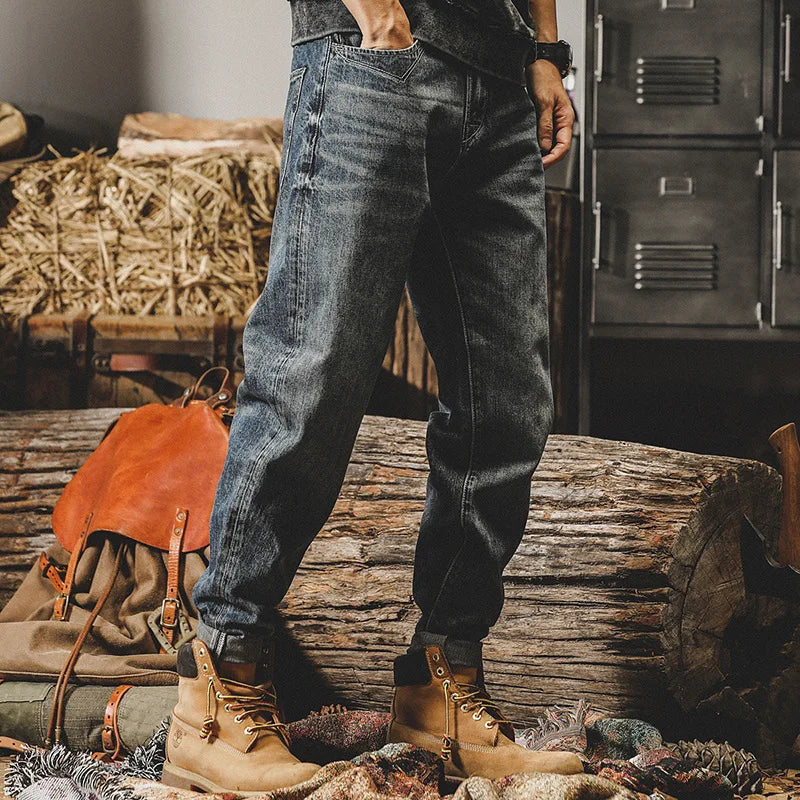 Classic Vintage Washed Denim Jeans