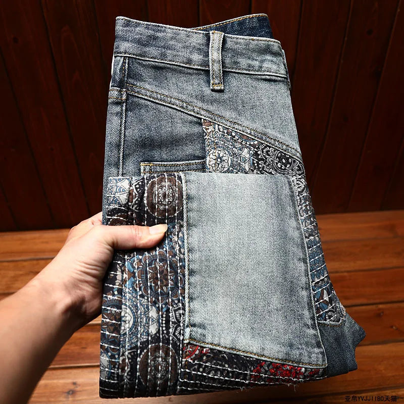 Abstract Patterned Mosaic Men's Jeans