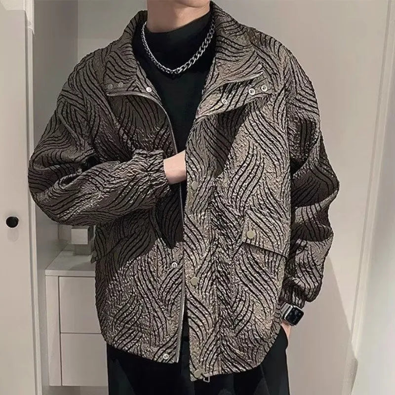 Fold Fabric Zipper Lapel Jacket