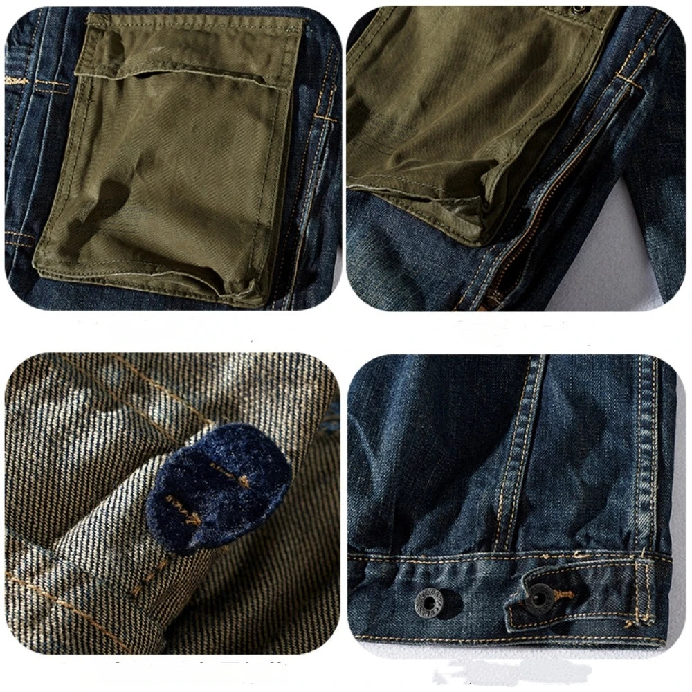 Retro Patchwork Pockets Denim Jacket