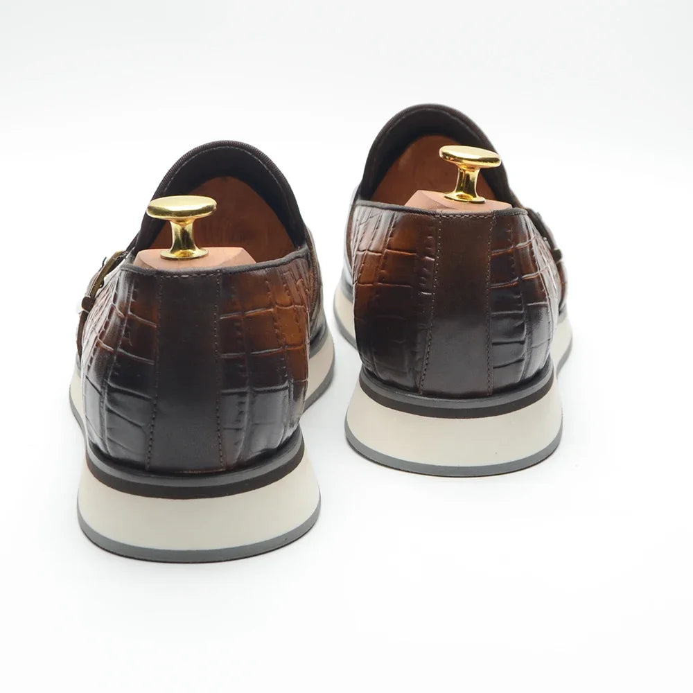 Crocodile Skin Elegant Slip-On Loafers