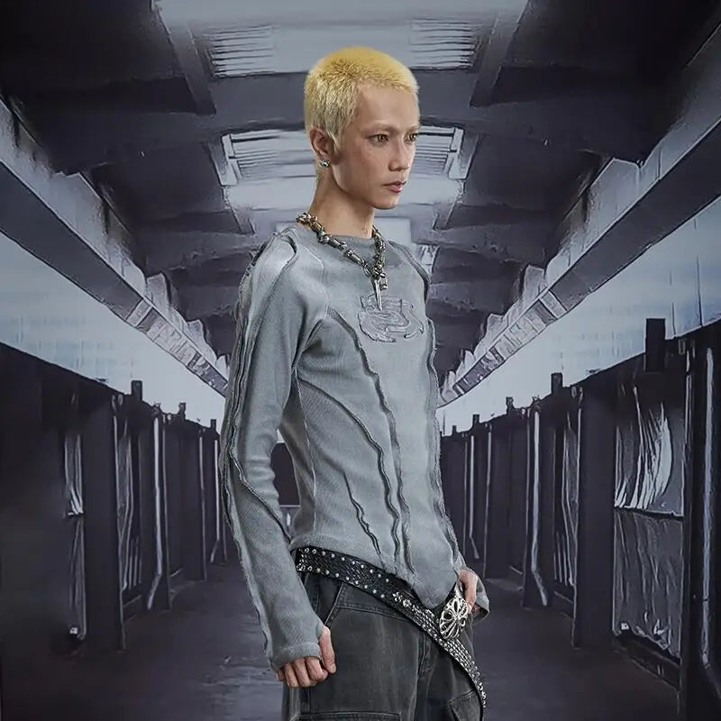 Washed Dirty-Dyed Round Neck T-Shirt