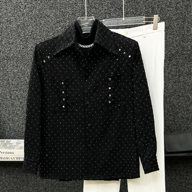 Black Midnight Quilted Stud Shirt