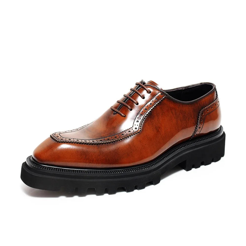 Height-Increase Leather Brogue Shoes