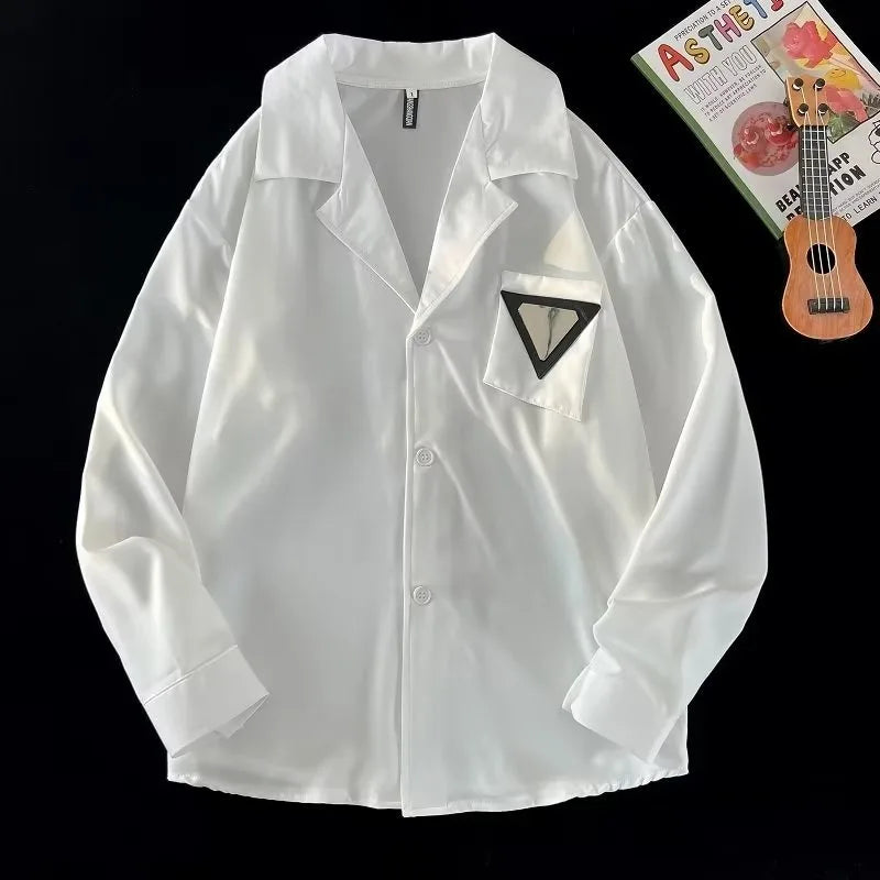 Cuban Collar Casual Oversized Shirt