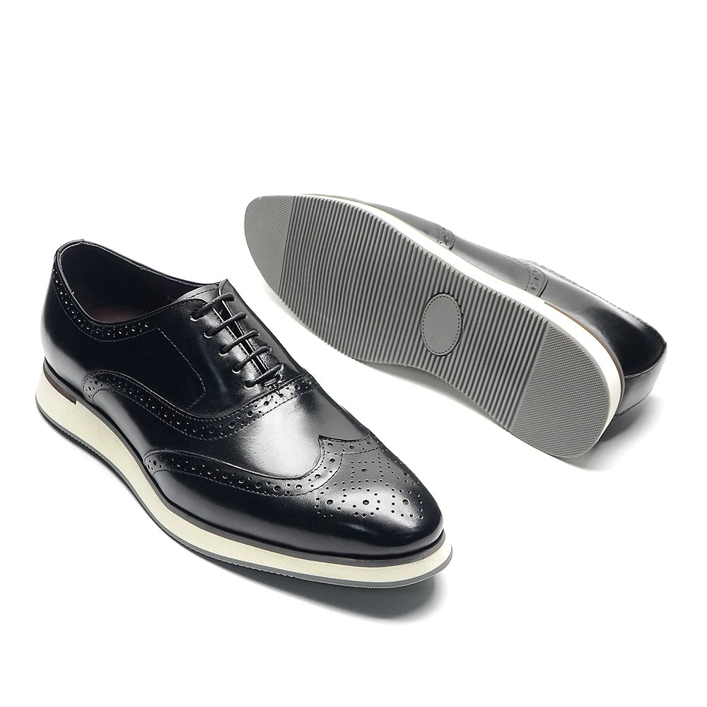 Fashion Color Block Men's Leather Shoes