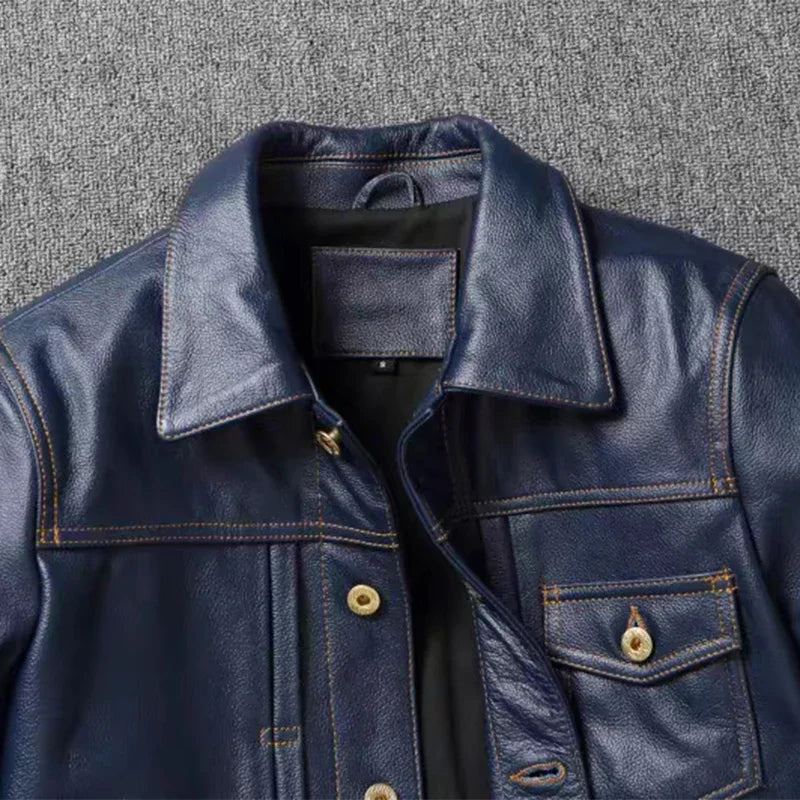 Solid Motorcycle Genuine Leather Fit Jacket