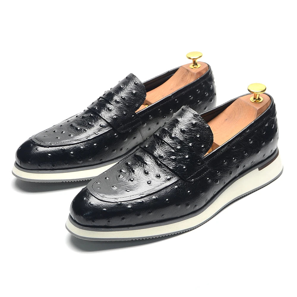 Ostrich Pattern Leather Dress Shoes