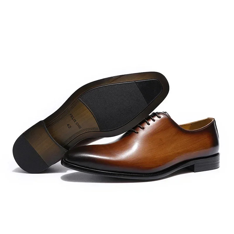 Smooth Wood Leather Men's Shoes