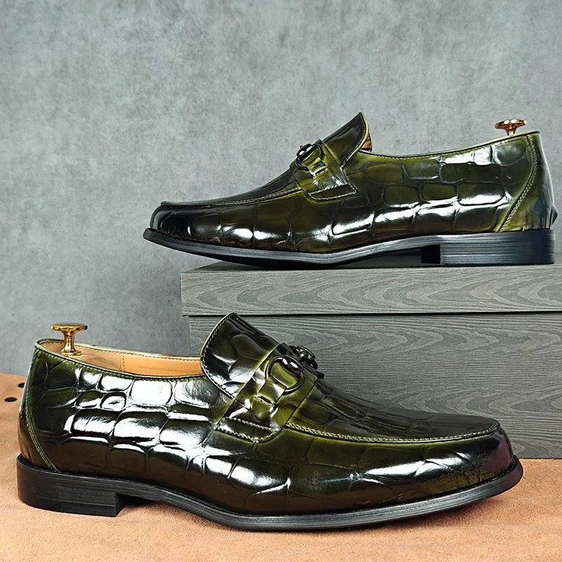 Luxury Crocs Green Genuine Leather Loafers