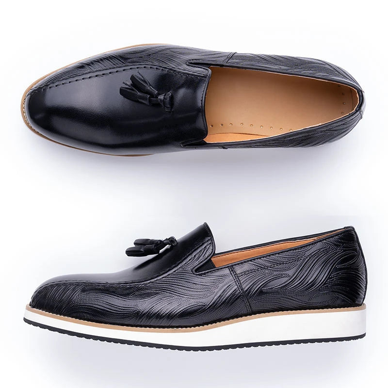 Heritage Embossed Tassel Leather Loafers