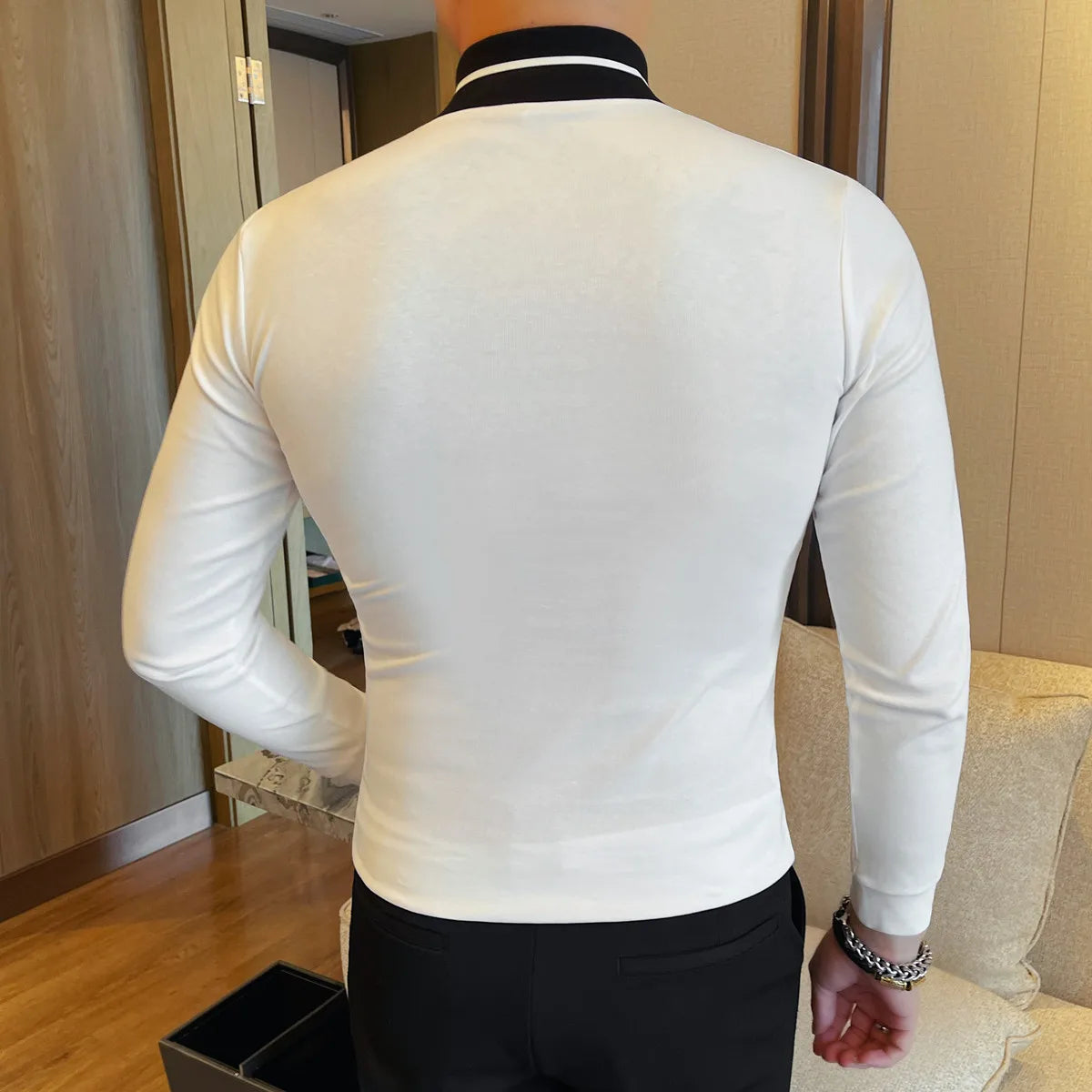 V-Neck Slim-Fit Long Sleeve T-Shirt