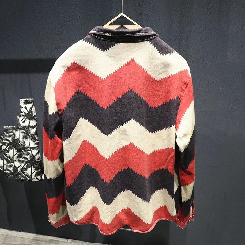 Geometric Zig-Zag Cotton Jacket