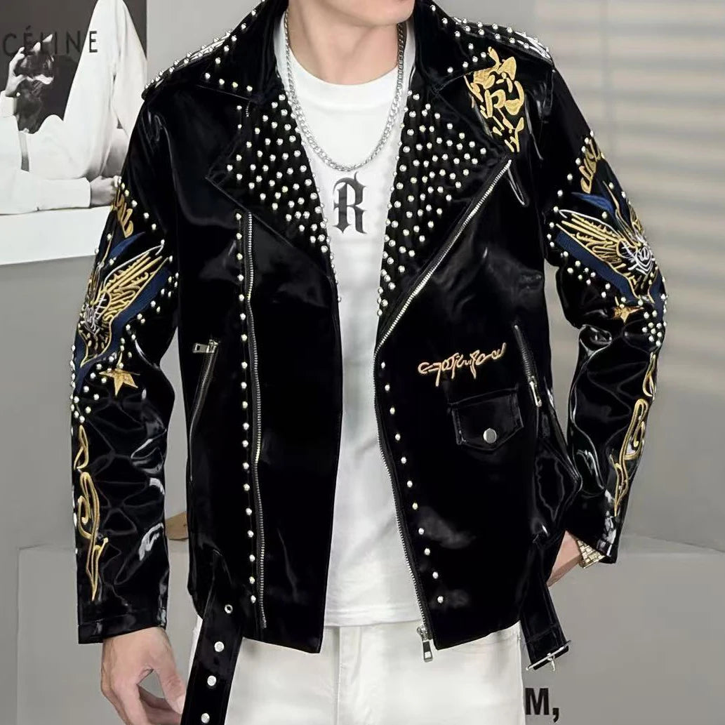 Rivet Decoration Embroidery Punk Jacket
