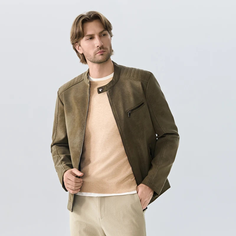 American Retro Leather Solid Jacket