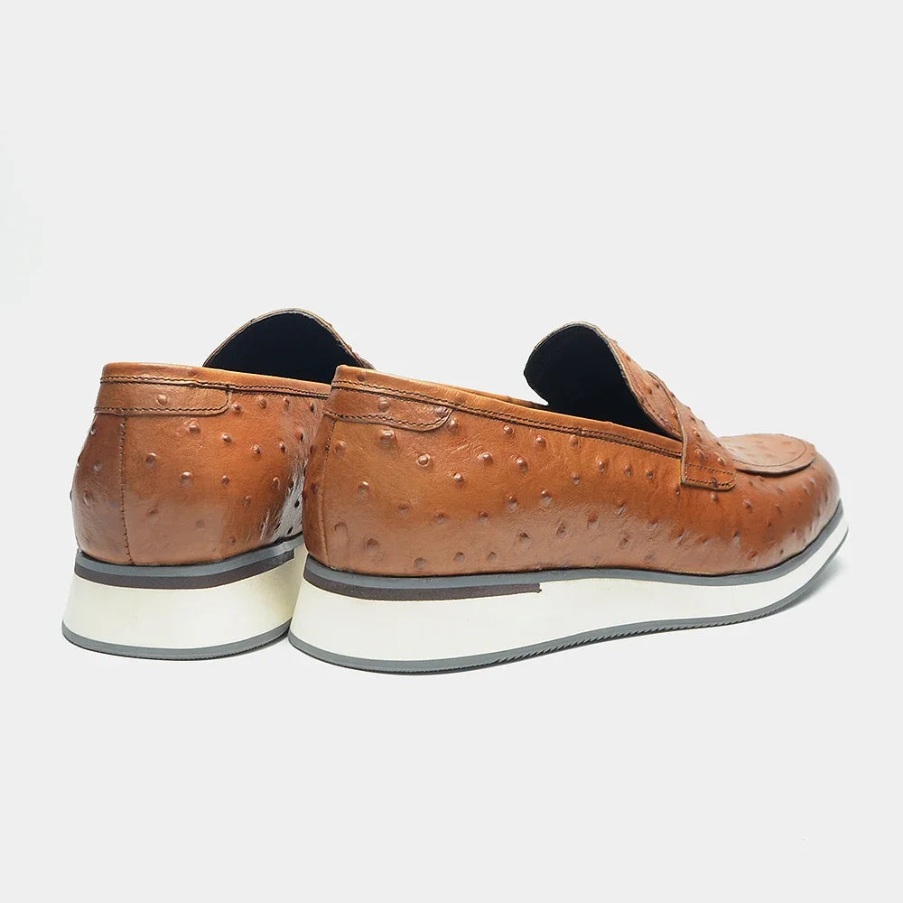 Ostrich Pattern Leather Dress Shoes