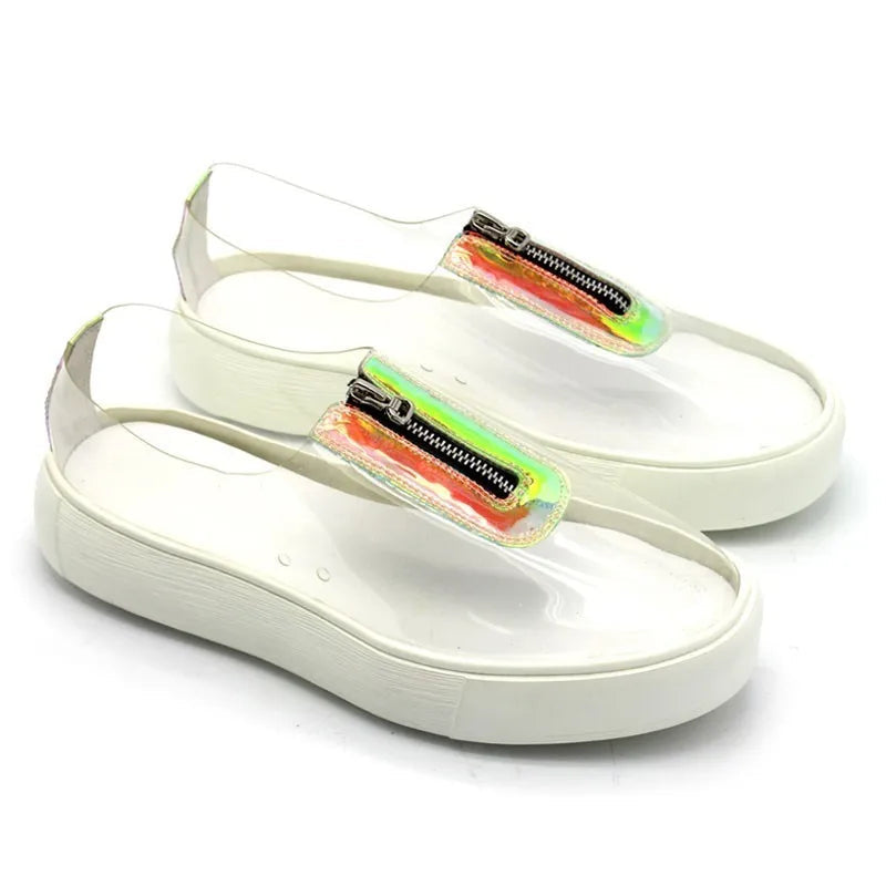 Transparent Thick Platform Zipper Sneakers