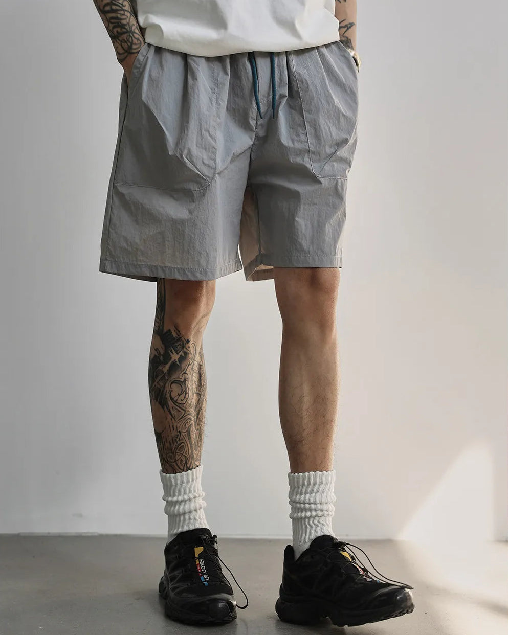 Solid Simple Drawstring Casual Jogger Shorts