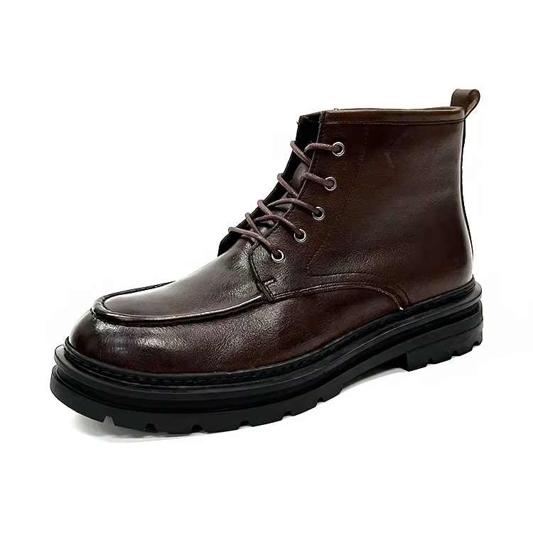 Winter Genuine Leather Lace Up Thick Boots