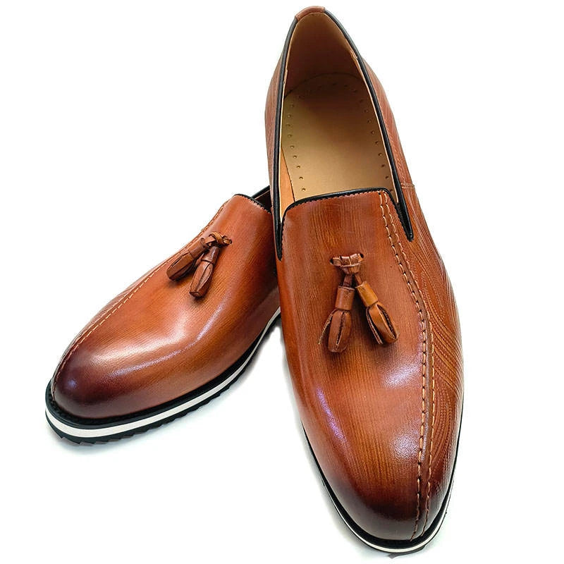 Heritage Embossed Tassel Leather Loafers