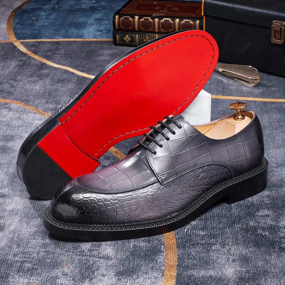 Crocodile Embossed Derby Dress Shoes