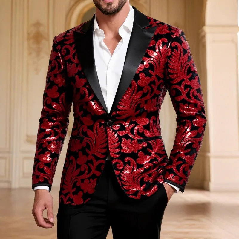 Red-Black Luxury Shimmer Blazer