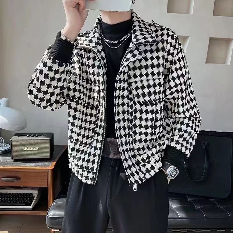 Geometric Black & White Men's Jacket