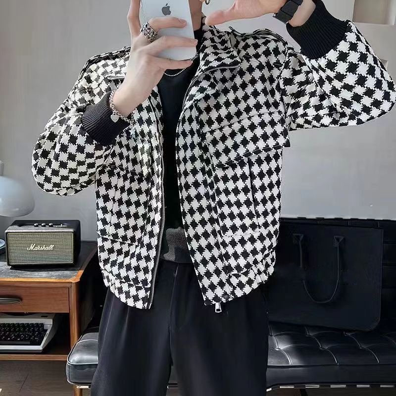 Geometric Black & White Men's Jacket