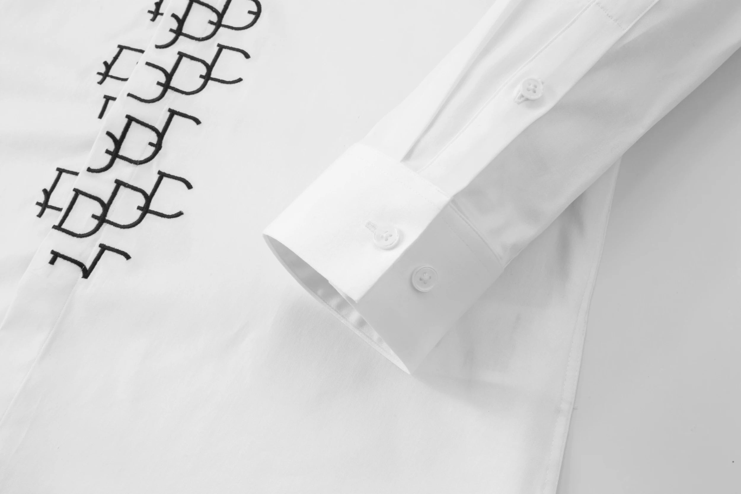 Letter Embroidered Long-Sleeved Shirt