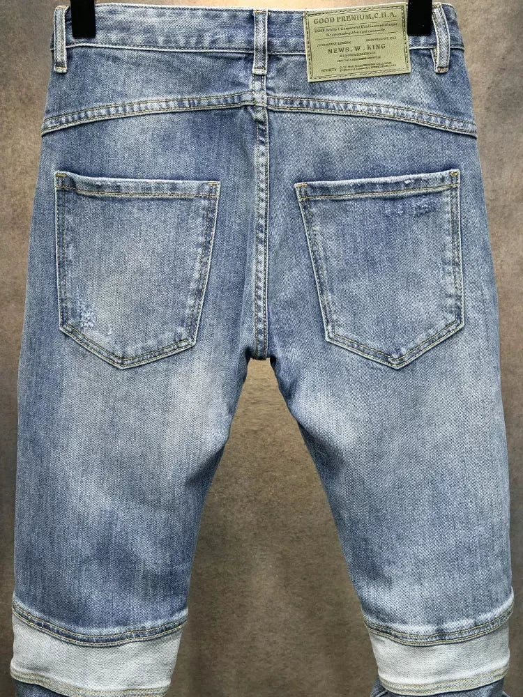 Patchwork Utility Strap Denim Jeans