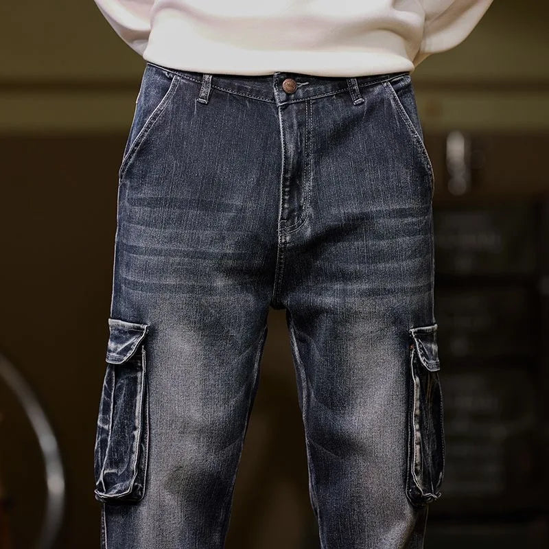 Multi Pockets Straight Cut Jeans