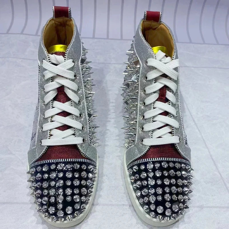 Flat Classic Rivets Lace Up Sneakers