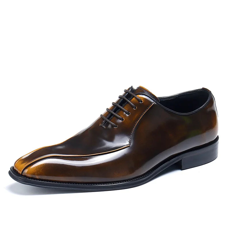 Hand-Polished Gradient Leather Oxford Shoes