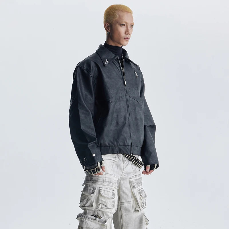 Personalized Embroidery Pattern Leather Jacket