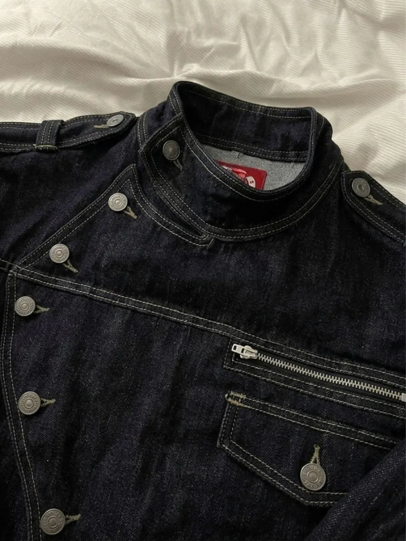 Retro Irregular Button Denim Jacket