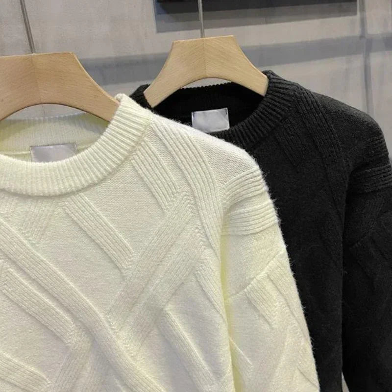 Rhombus Knitted Wool Sweater