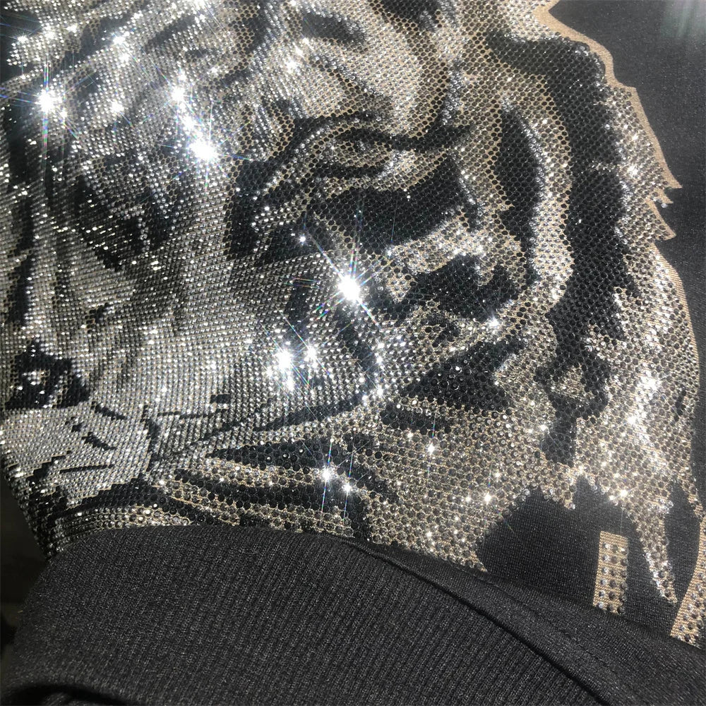 Shiny Tiger Head Rhinestone Sweater