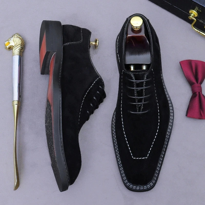 Men's Suede Square Toe Dress Shoes