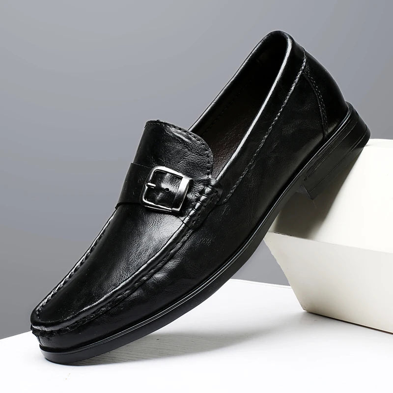 Retro Monk Buckle Slip-On Loafers