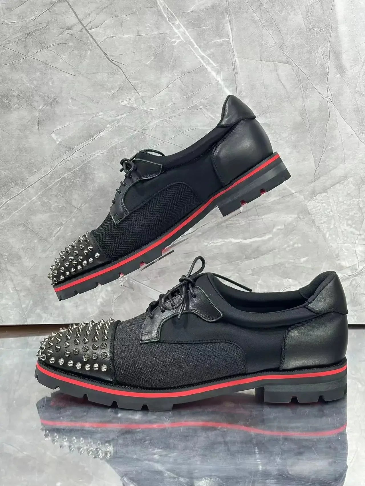 Studs Spike Round Toe Loafers
