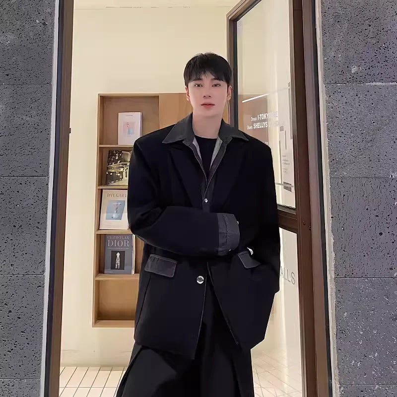 Faux Two Piece Shoulder Padded Blazer