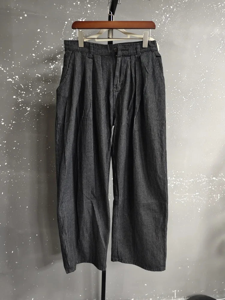 Striped Design Pleated Men's Trousers