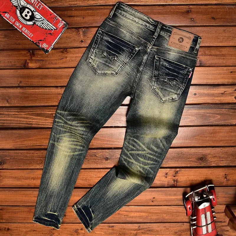 Washed-Out Vintage Slim-Fit Jeans