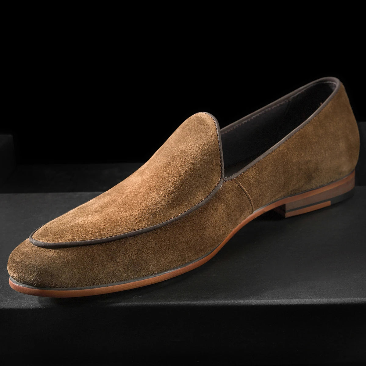 Solid Suede Almond Toe Loafers