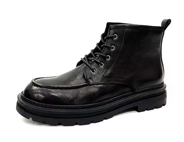 Winter Genuine Leather Lace Up Thick Boots