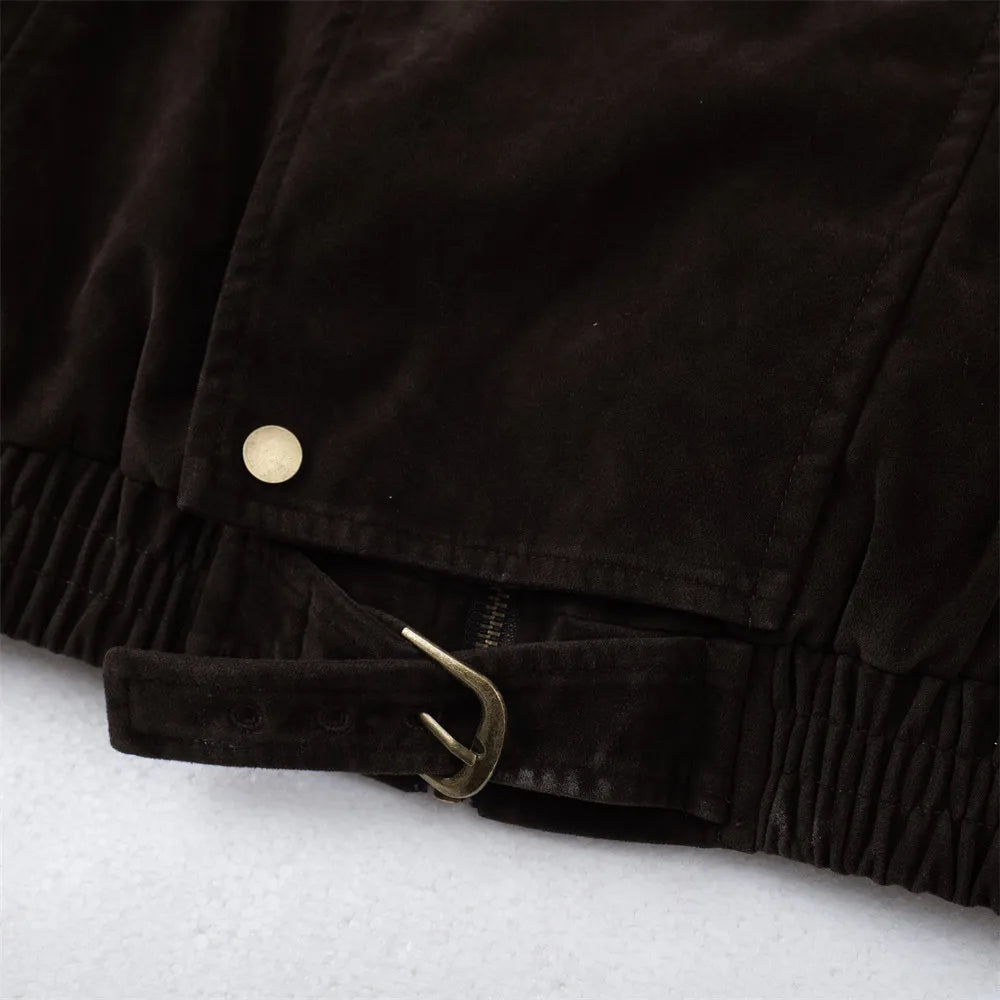 Stand Collar Asymmetrical Zipper Jacket