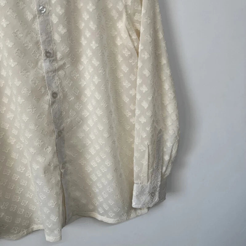 Semi-Transparent Jacquard Chiffon Shirt