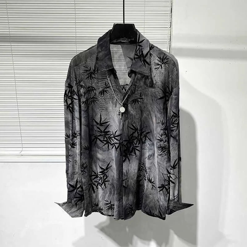 Black-Grey Tree Print Shirt
