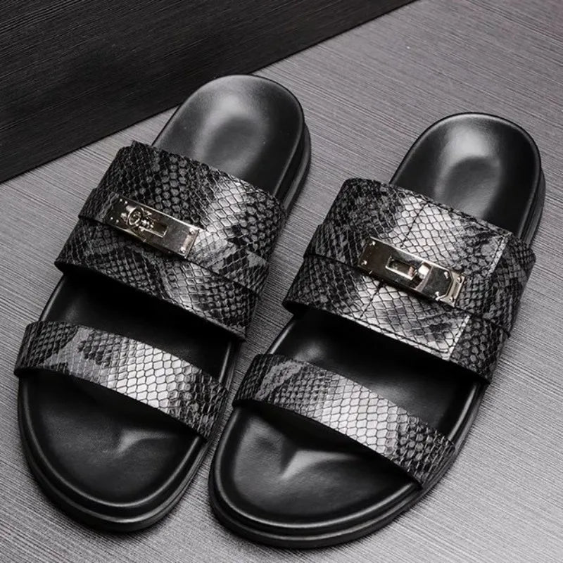 Snakeskin Genuine Leather Slippers